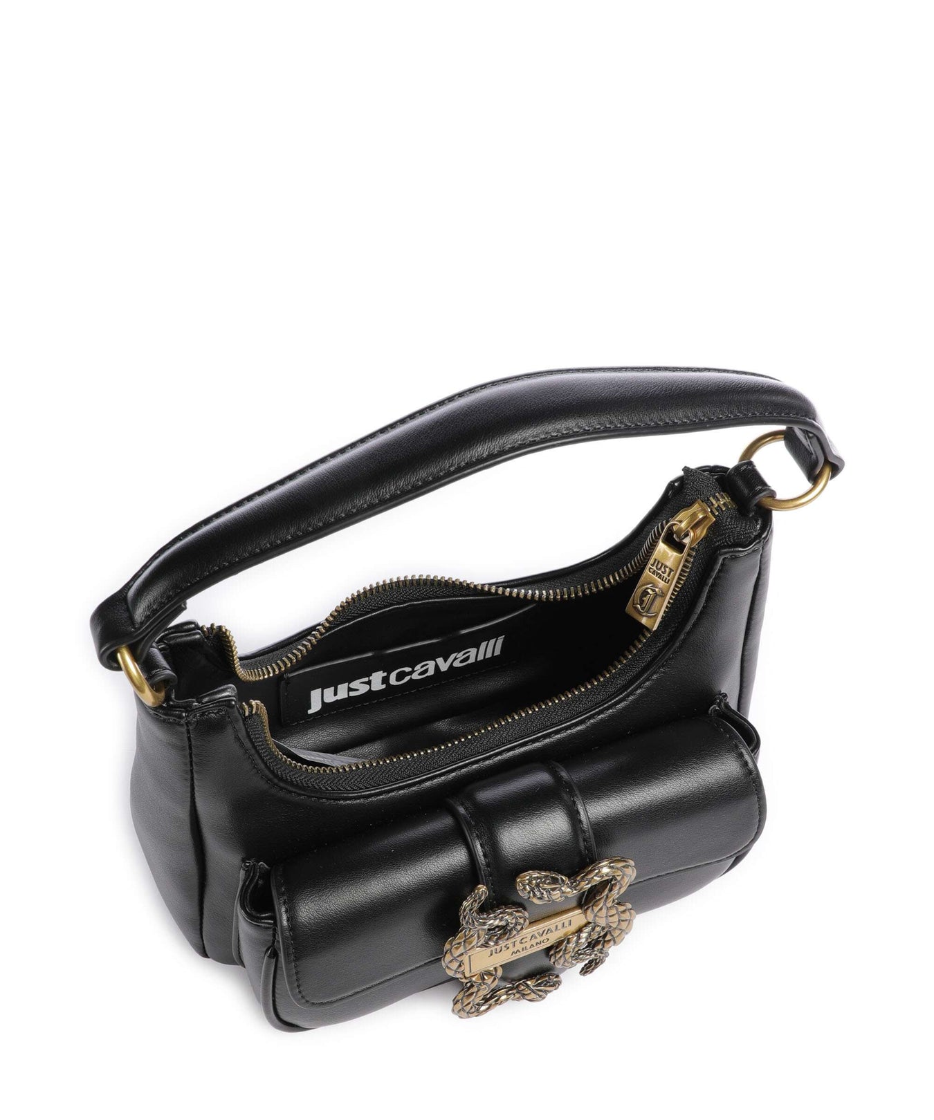 Just Cavalli Iconic Snakes Shoulder bag black