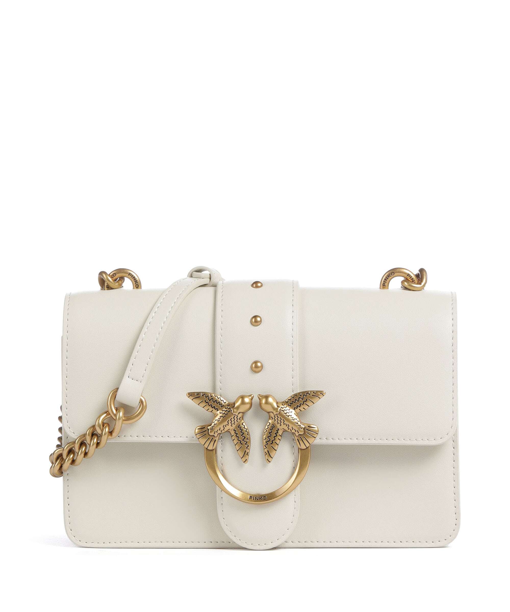 Pinko Love One Mini Crossbody bag bianco seta/antique gold