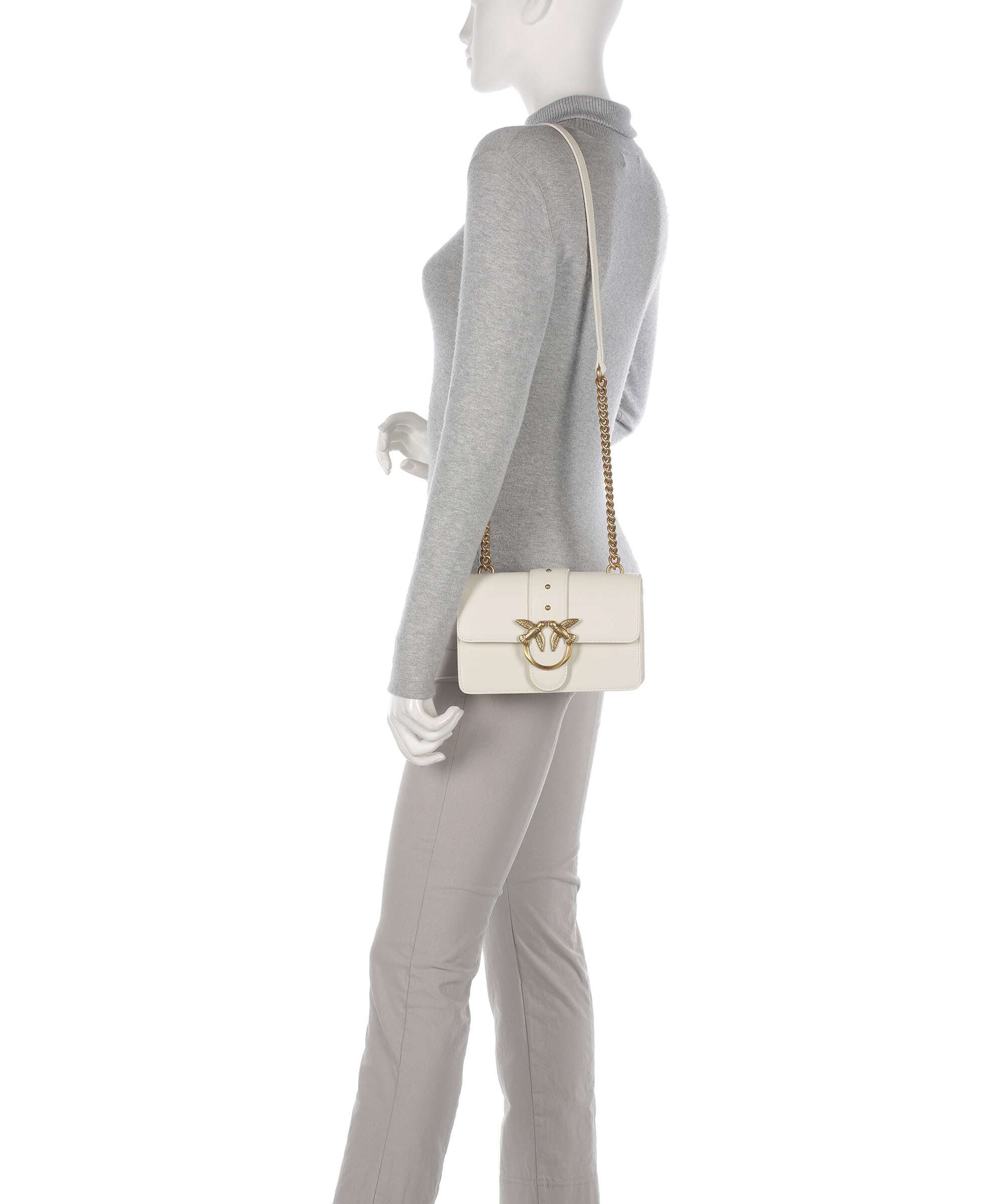 Pinko Love One Mini Crossbody bag bianco seta/antique gold