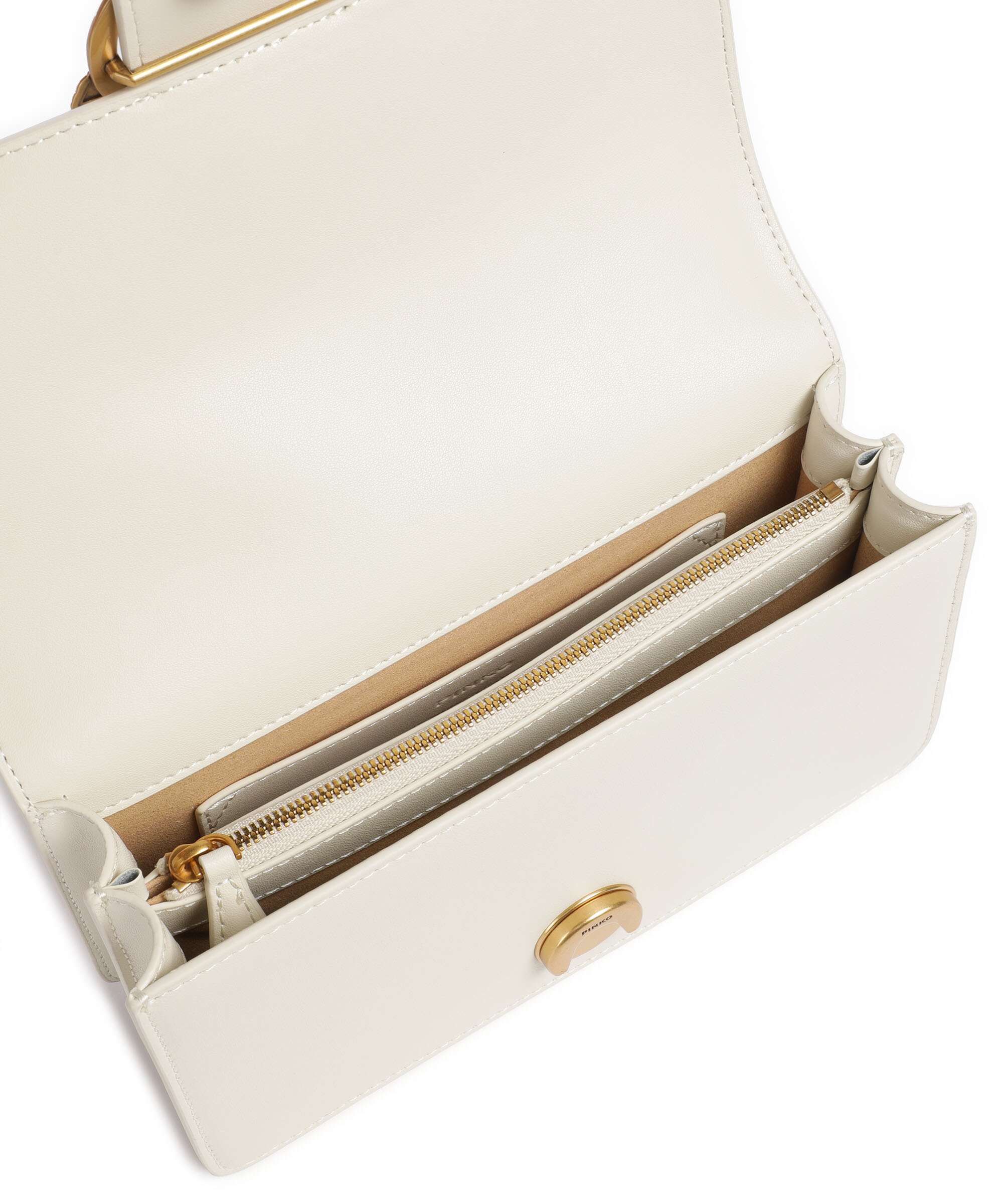 Pinko Love One Mini Crossbody bag bianco seta/antique gold