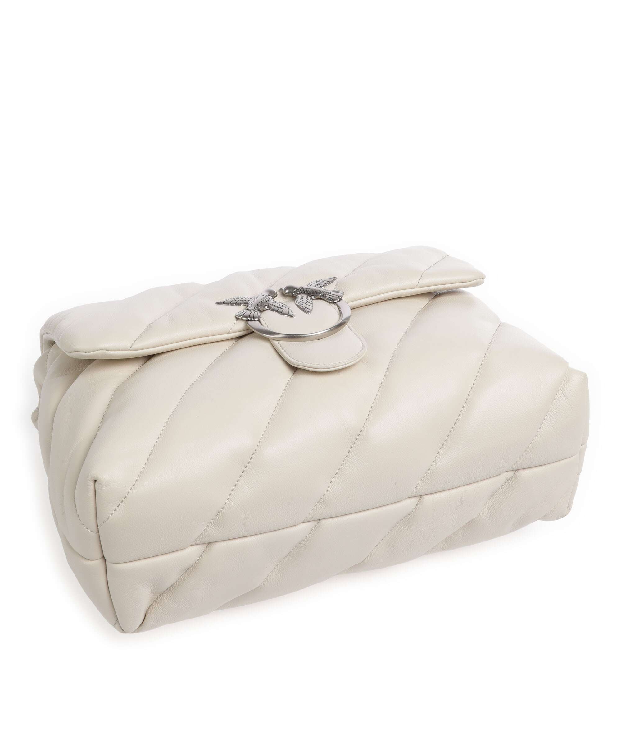 Pinko Love Puff Big Shoulder bag bianco seta/old silver