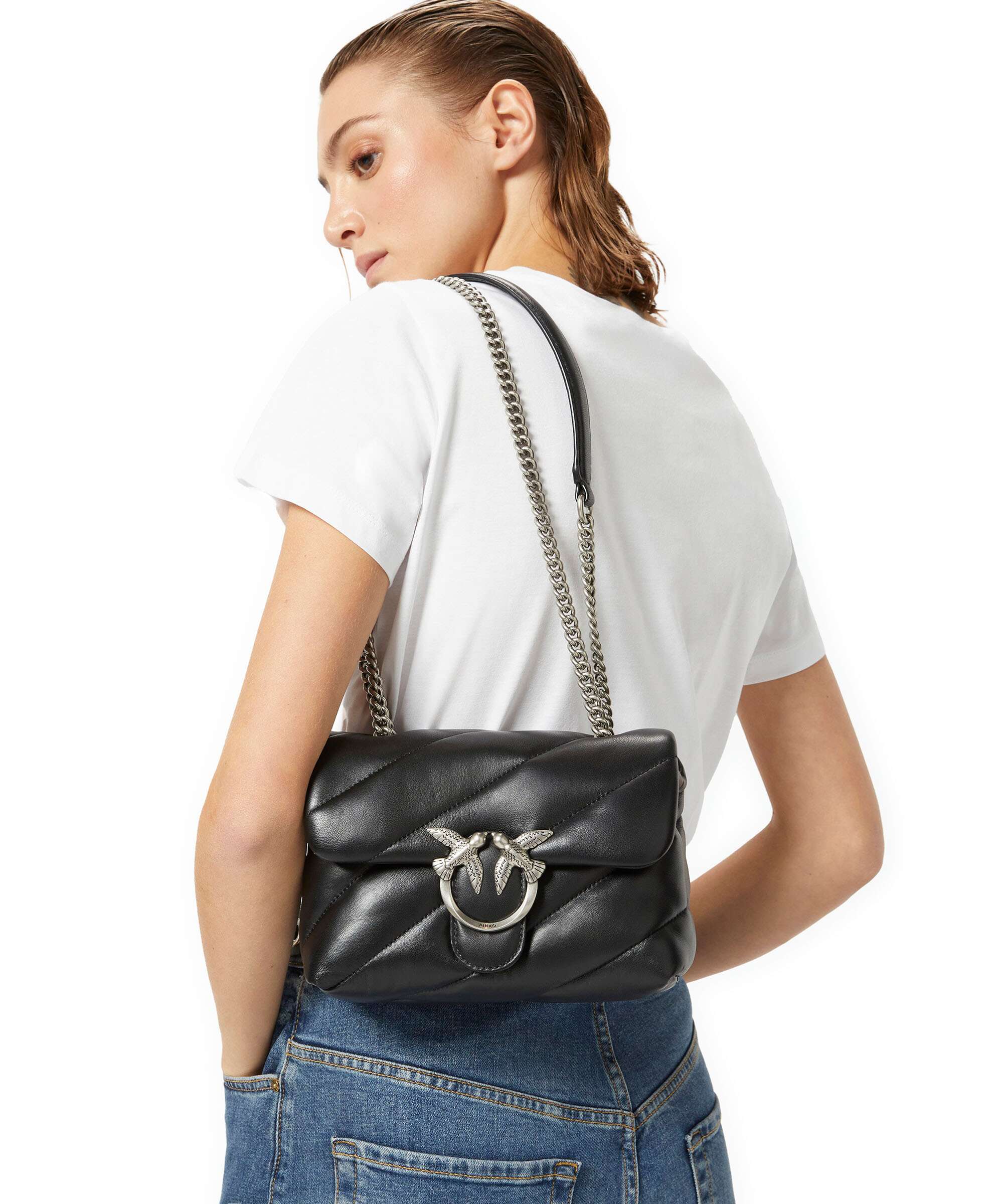 Pinko Love Puff Mini Shoulder bag nero/old silver