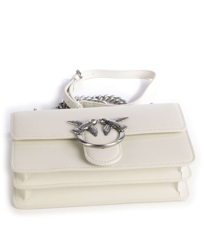 Pinko Love One Mini Shoulder bag bianco seta/old silver