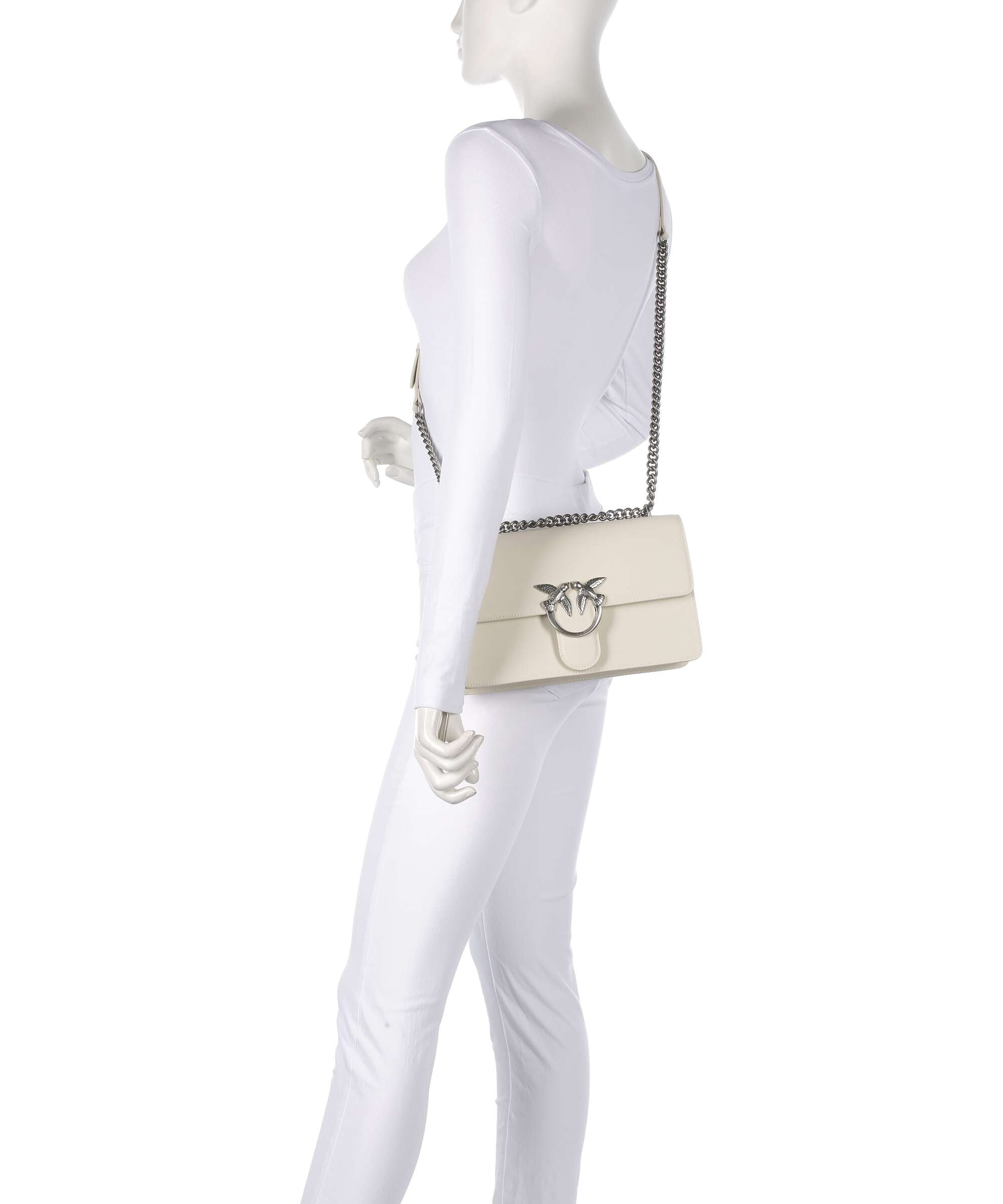 Pinko Love One Classic Shoulder bag bianco seta/old silver