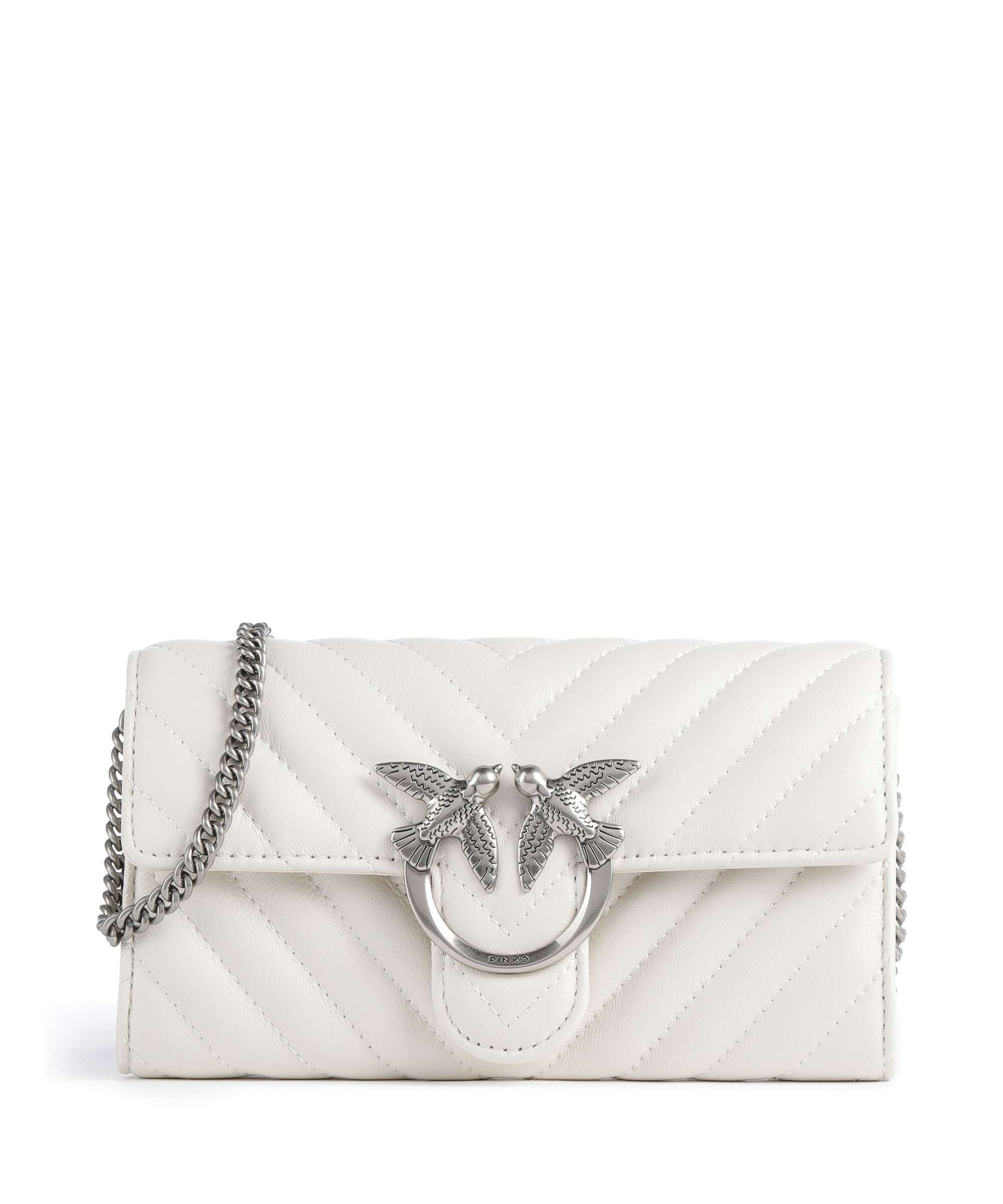 Pinko Love One Wallet bianco seta/old silver