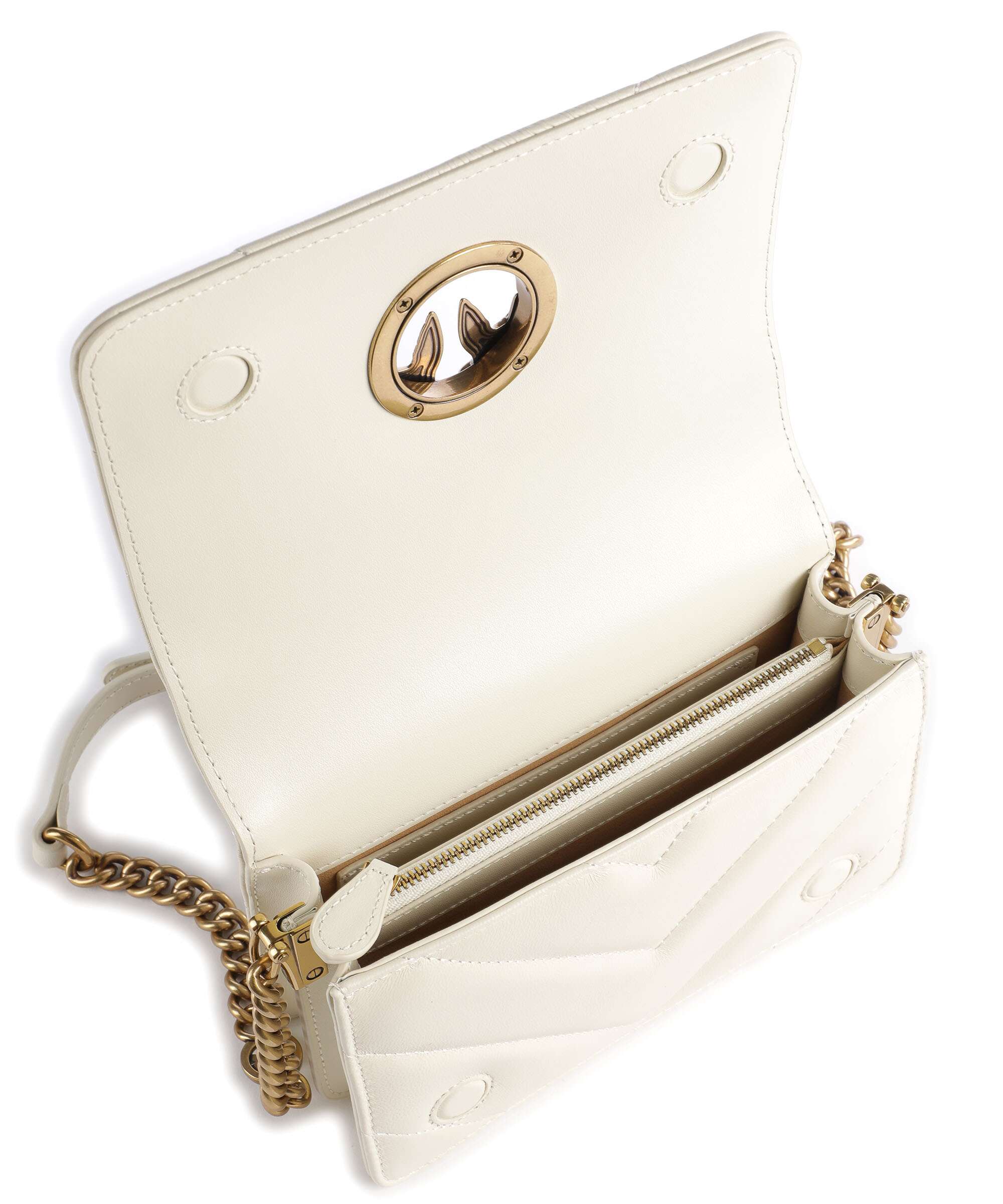 Pinko Love Click Mini Crossbody bag bianco seta/antique gold