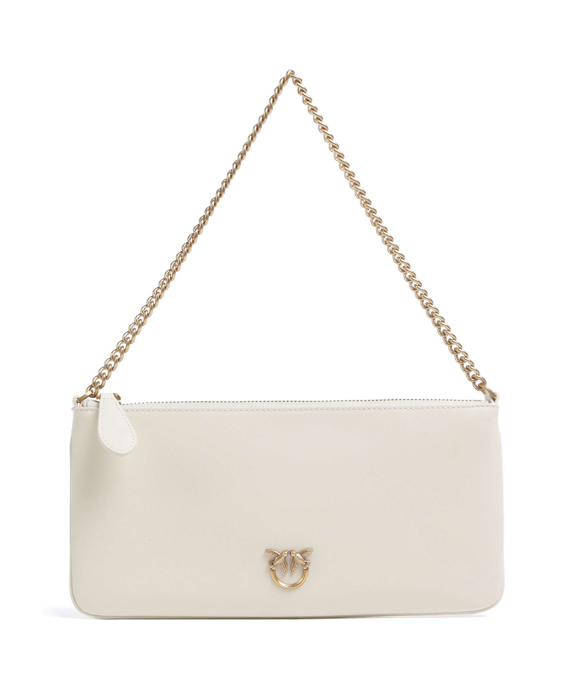 Pinko Flat Horizontal Shoulder bag bianco seta/antique gold