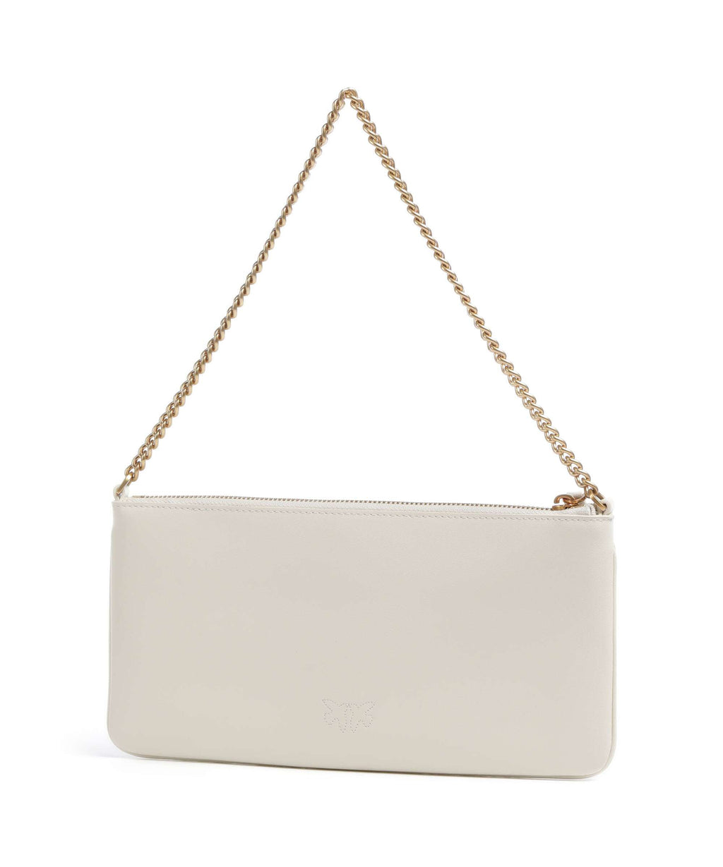 Pinko Flat Horizontal Shoulder bag bianco seta/antique gold