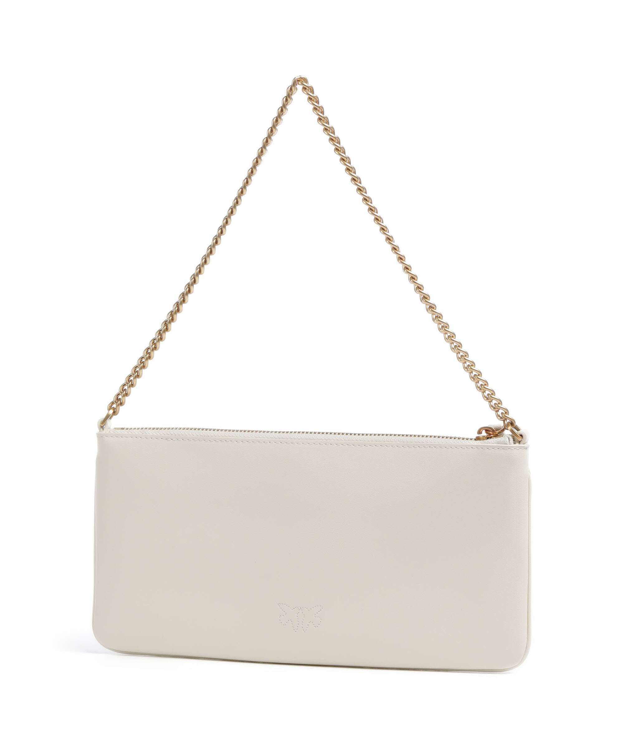 Pinko Flat Horizontal Shoulder bag bianco seta/antique gold