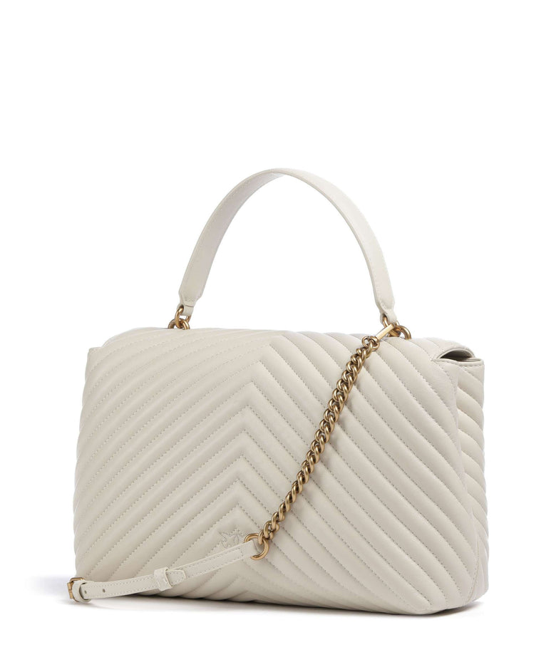 Pinko Love Lady Puff Big Handbag bianco seta/antique gold