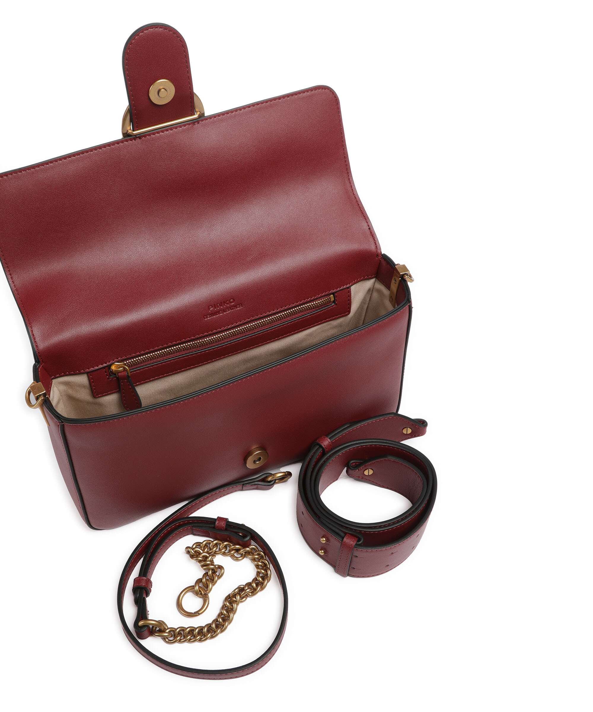 Pinko Love One Classic Slouchy Shoulder bag bordeaux merlot/antique gold