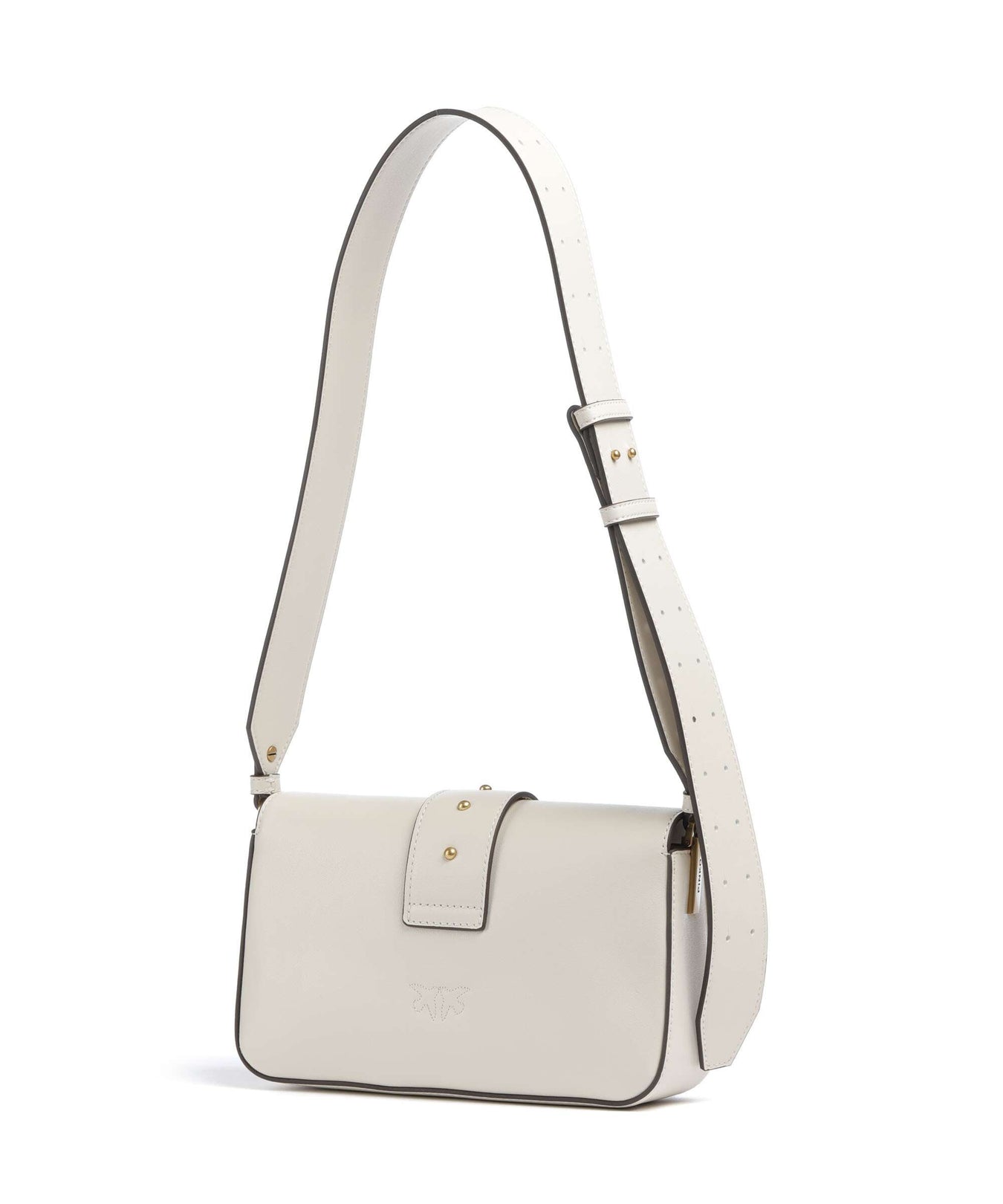 Pinko Love One Mini Slouchy Shoulder bag bianco seta/antique gold