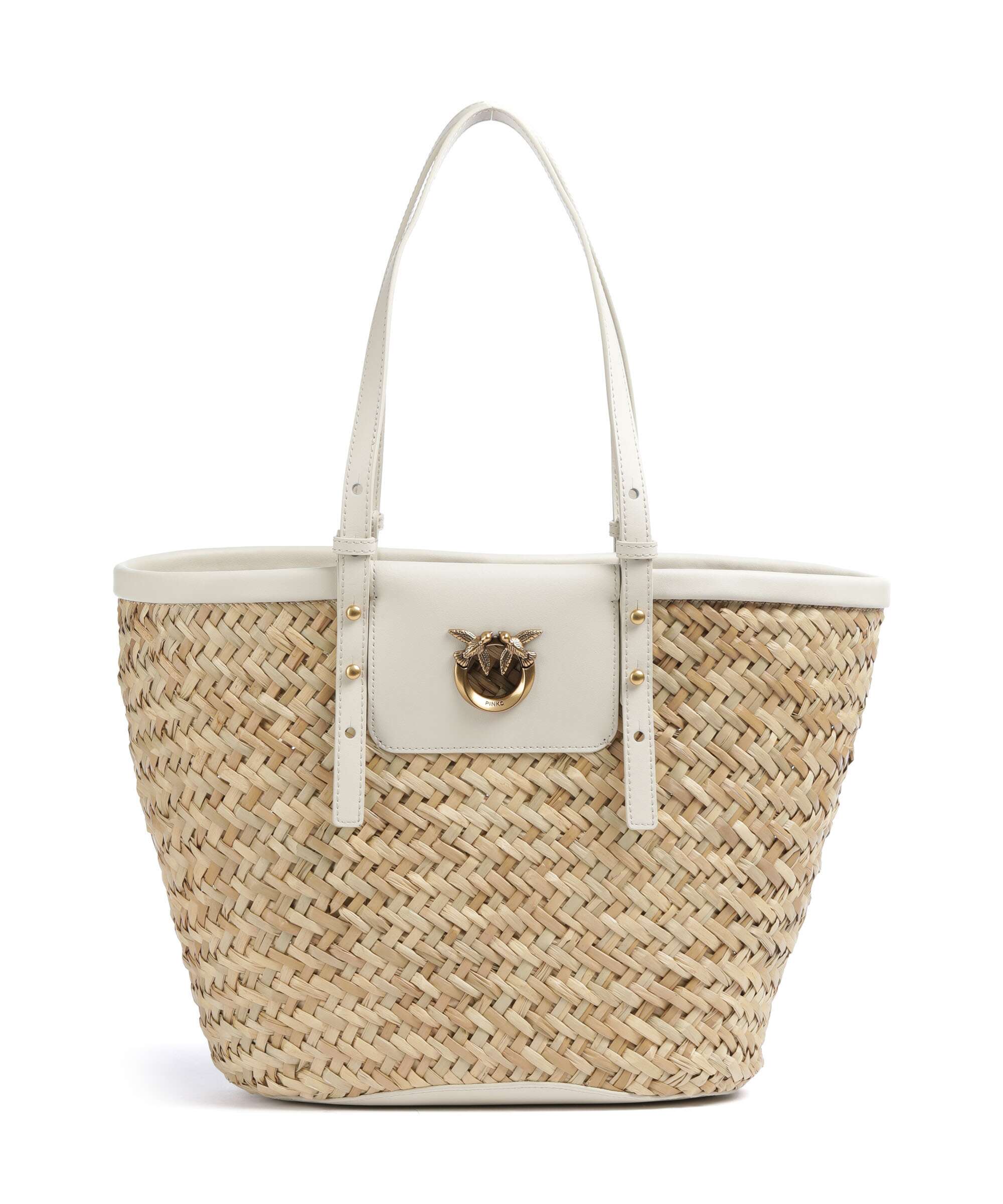 Pinko Love Summer Tote bag bianco seta/antique gold