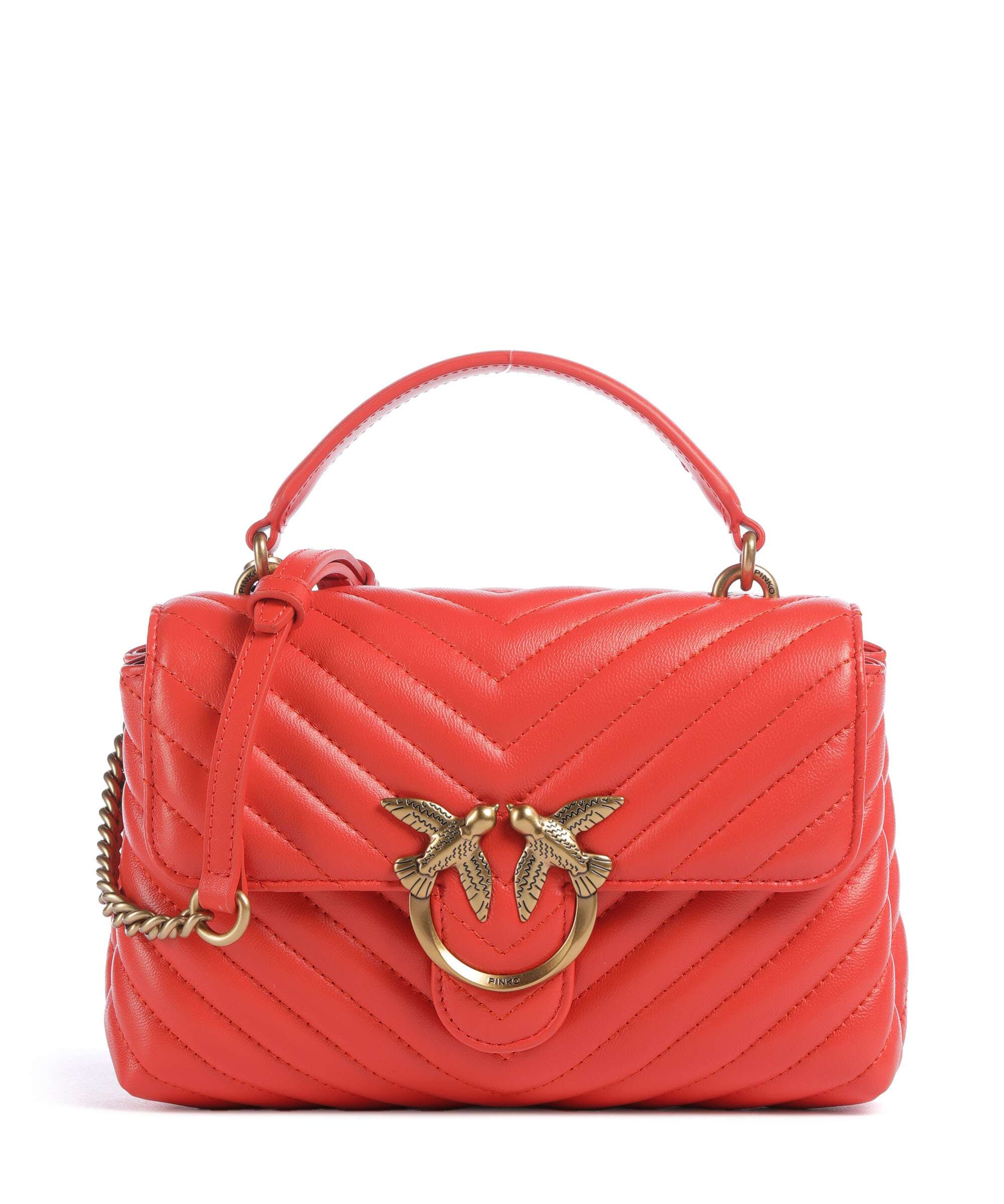 Pinko Love Lady Puff Mini Handbag rosso mandarino/antique gold