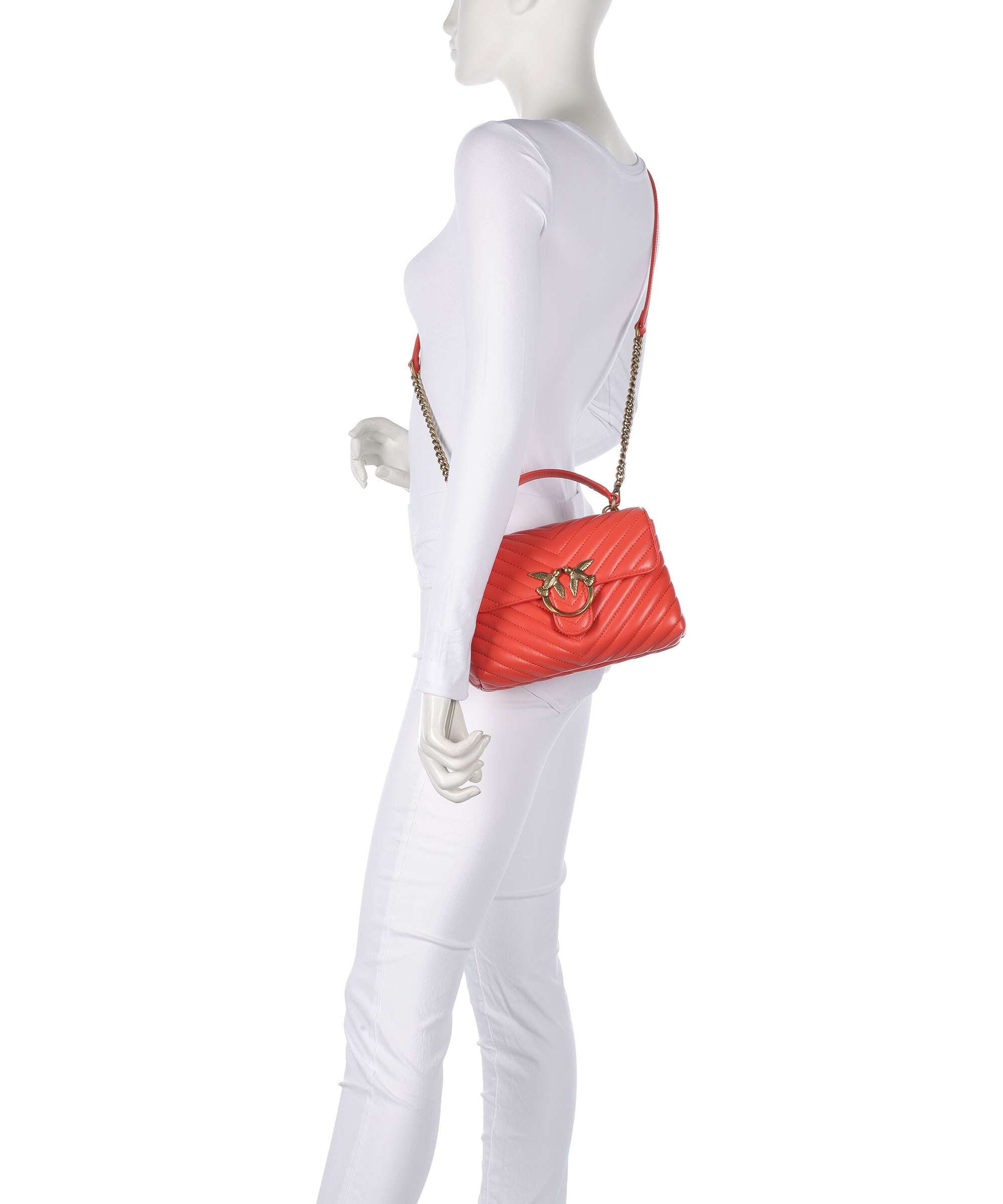 Pinko Love Lady Puff Mini Handbag rosso mandarino/antique gold