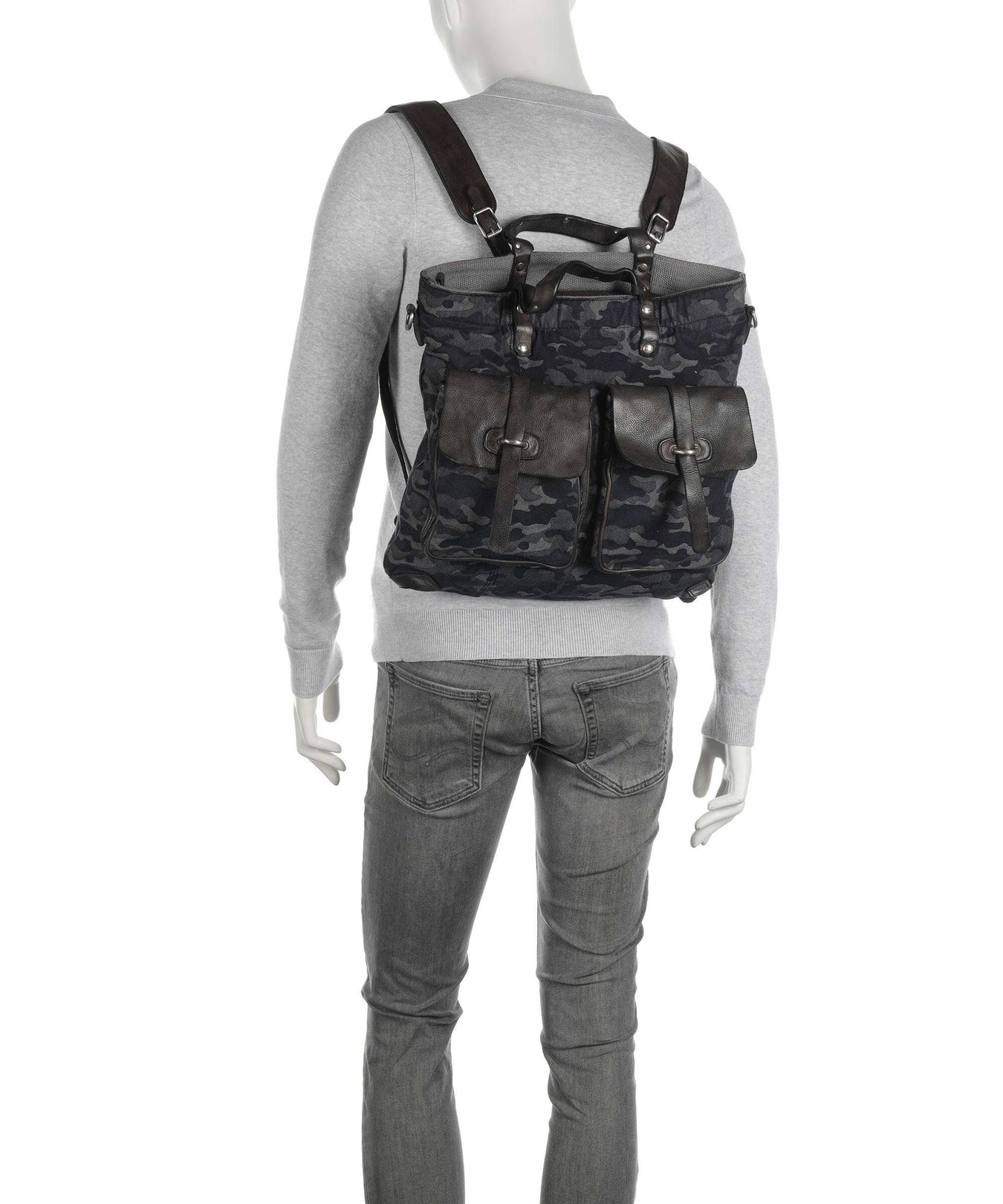 Campomaggi Backpack bag camouflage blue/dark grey