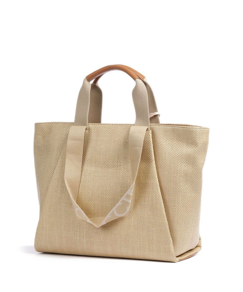 Coccinelle Never Without Bag Straw Signature Tote bag natural/cuir