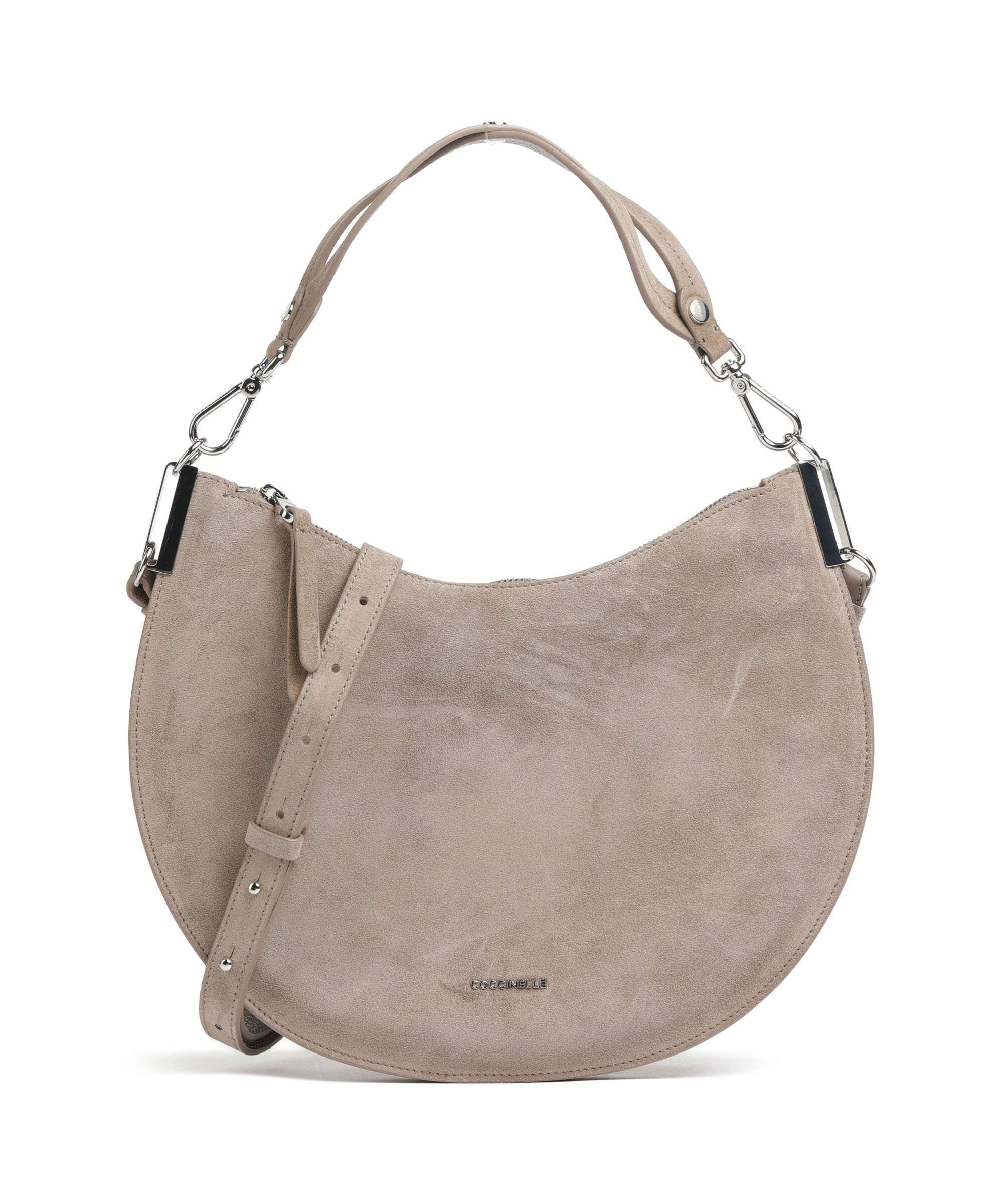 Coccinelle Sunup Suede Hobo bag warm taupe