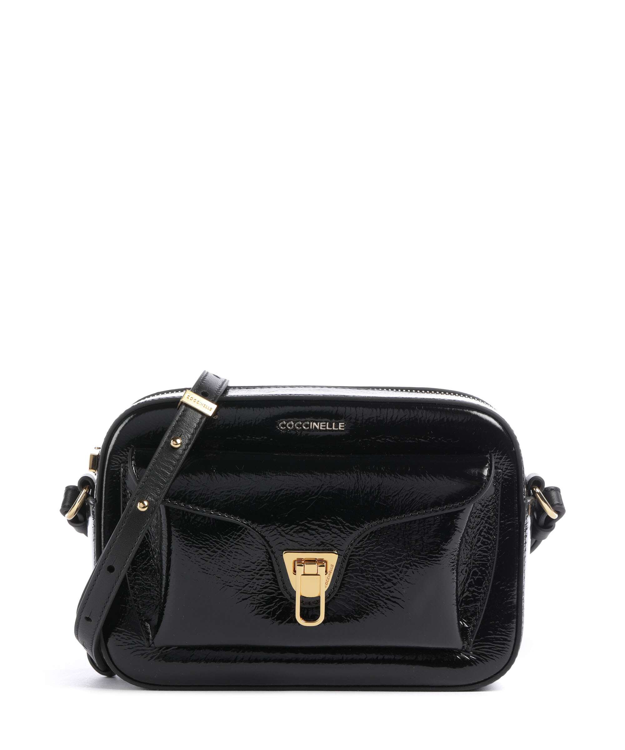 Coccinelle Beat Shiny Wrinkled Crossbody bag noir