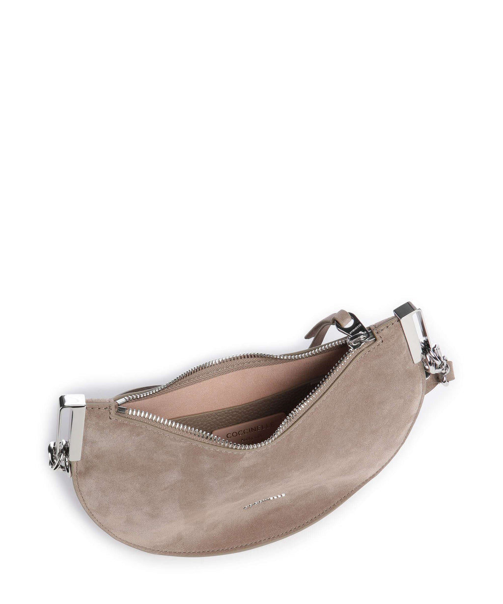 Coccinelle Sunup Suede Shoulder bag warm taupe