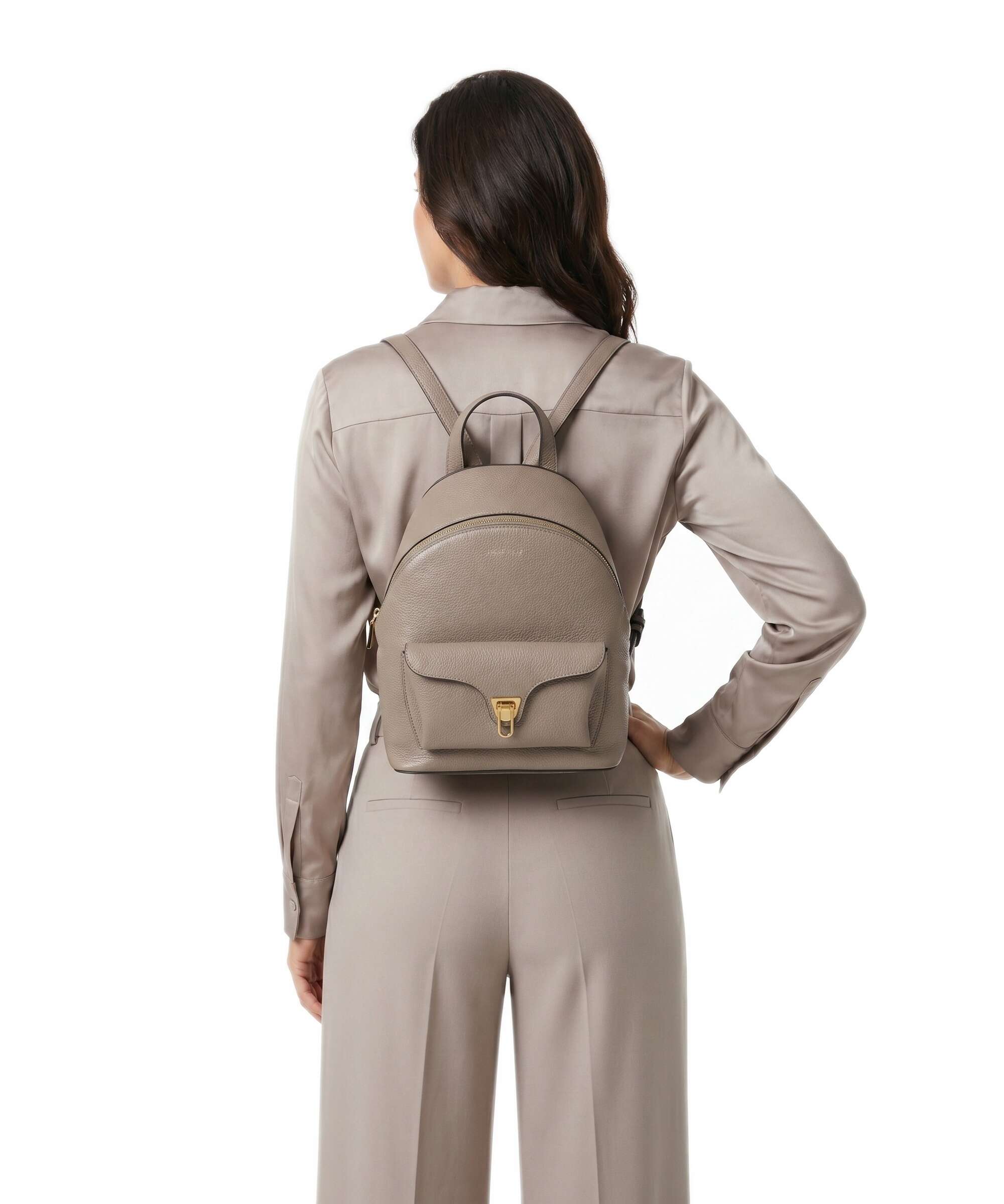 Coccinelle Beat Generation Backpack grained cow leather warm taupe