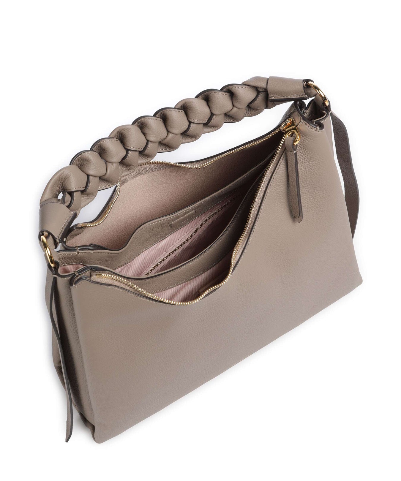 Coccinelle Boheme Grana Double Hobo bag warm taupe/rosette