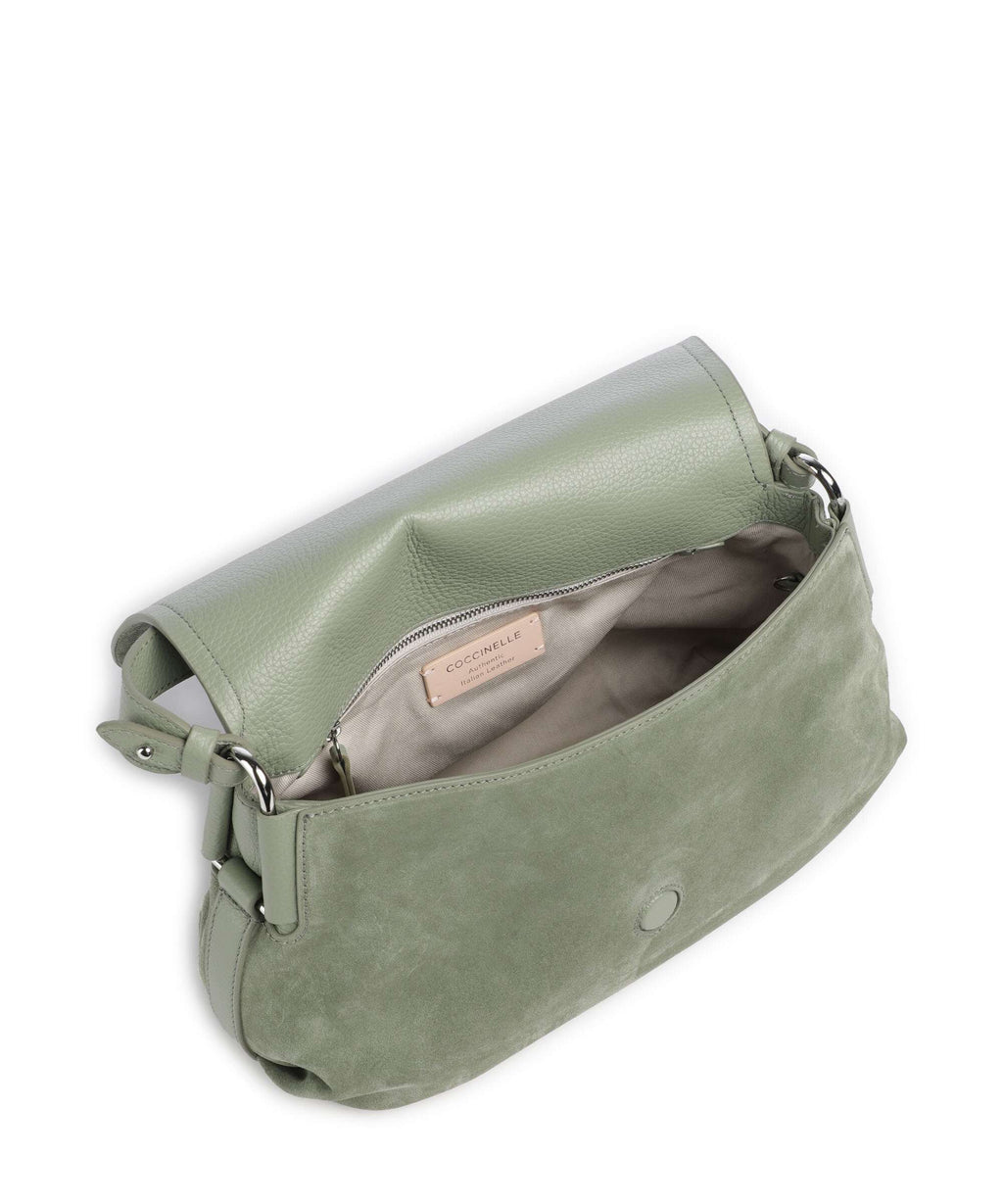 Coccinelle Rebekka Suede Shoulder bag greenery