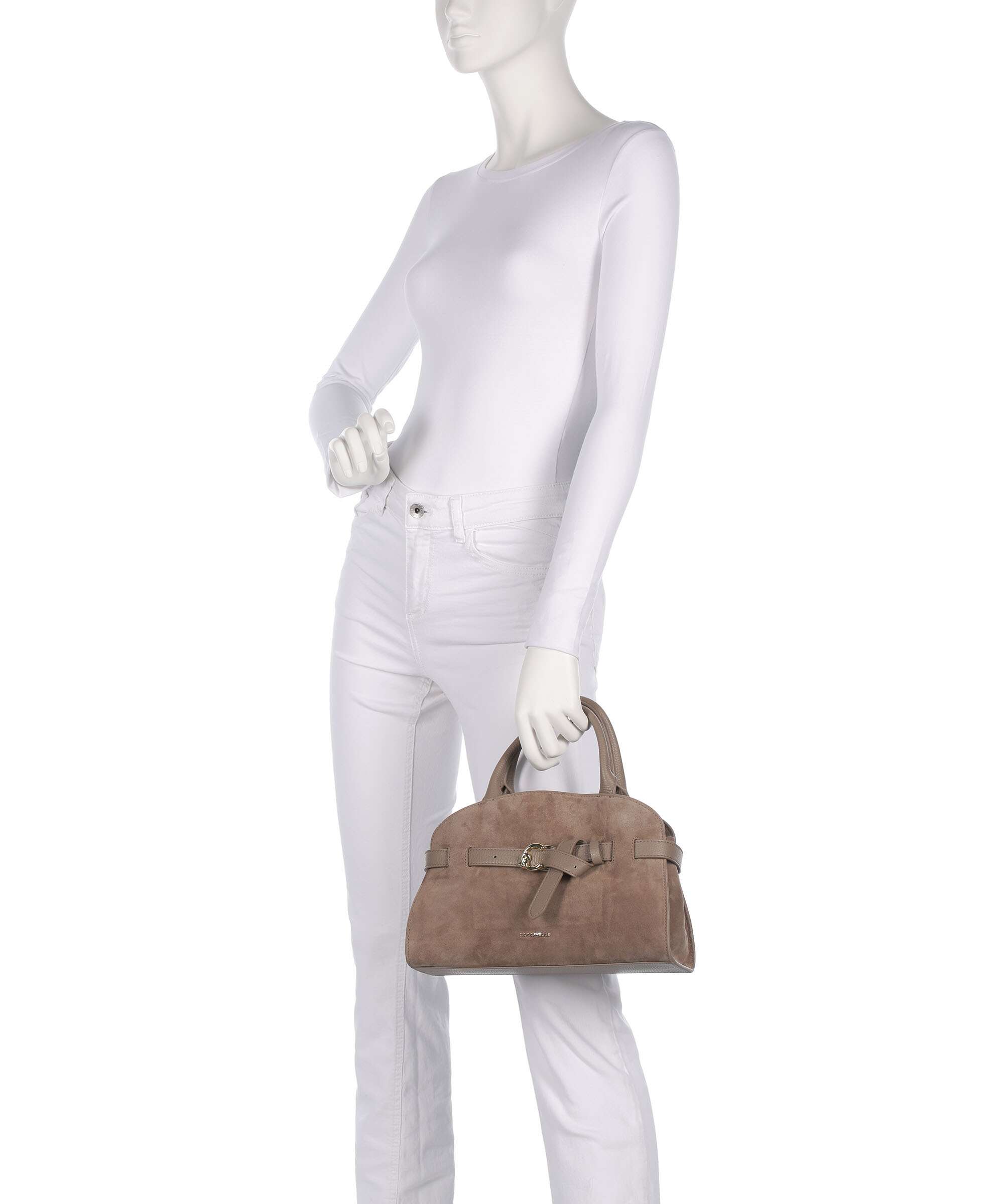 Coccinelle Sabine Suede Handbag warm taupe