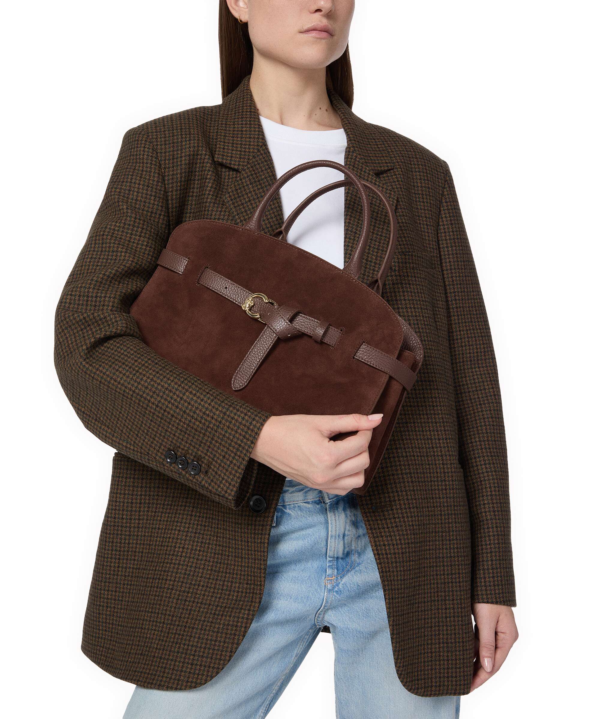 Coccinelle Sabine Suede Handbag brunette