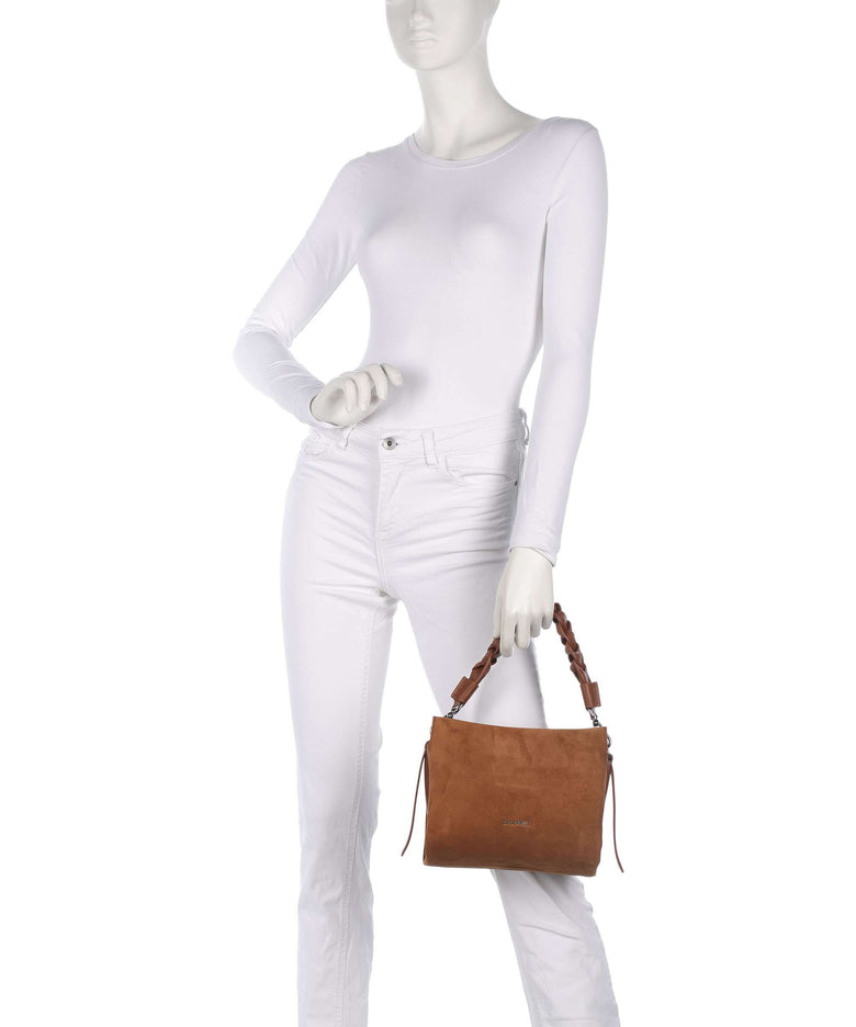 Coccinelle Boheme Suede Handbag cognac