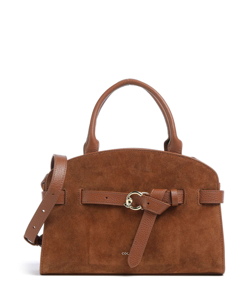 Coccinelle Sabine Suede Handbag cognac