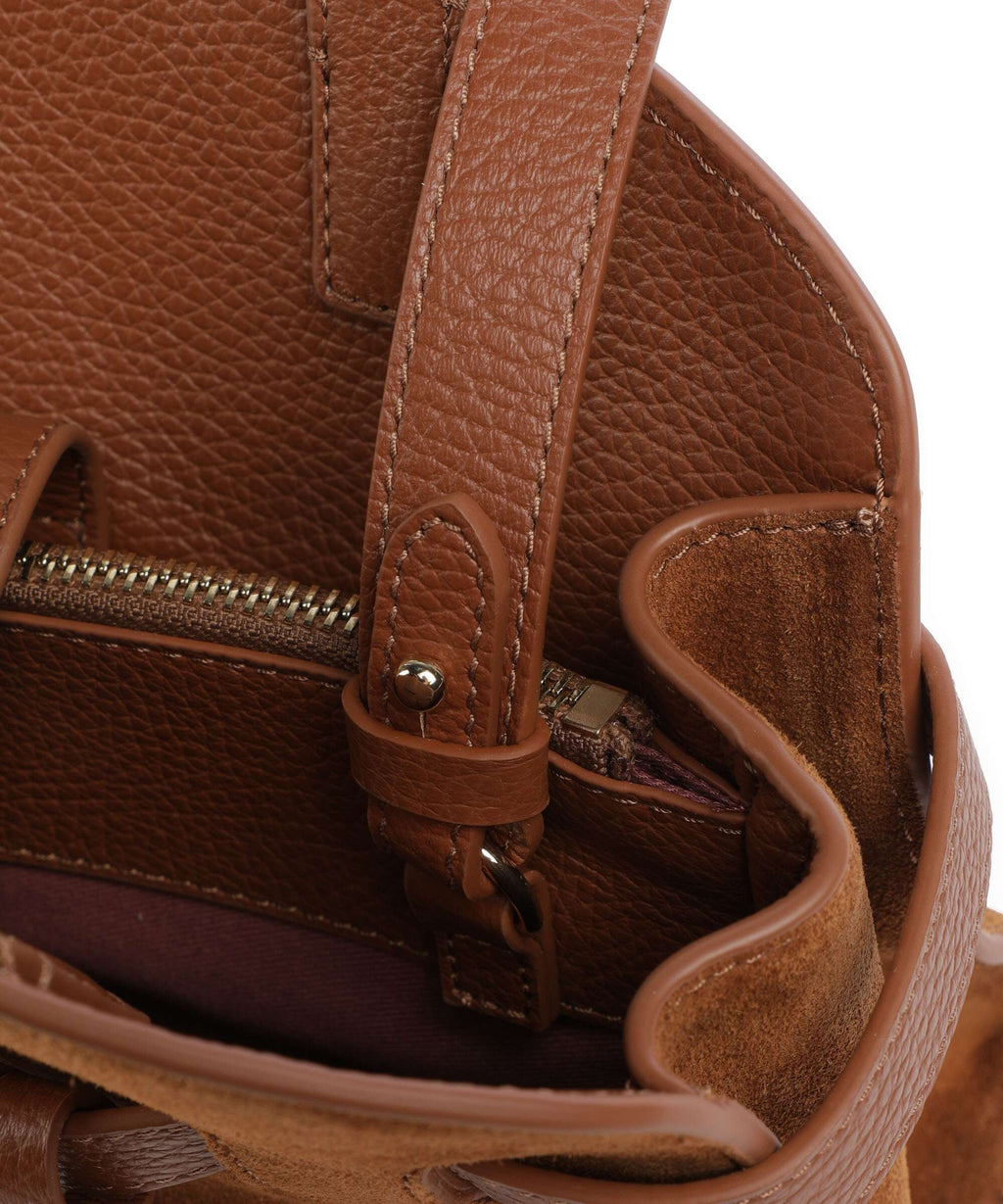 Coccinelle Sabine Suede Handbag cognac