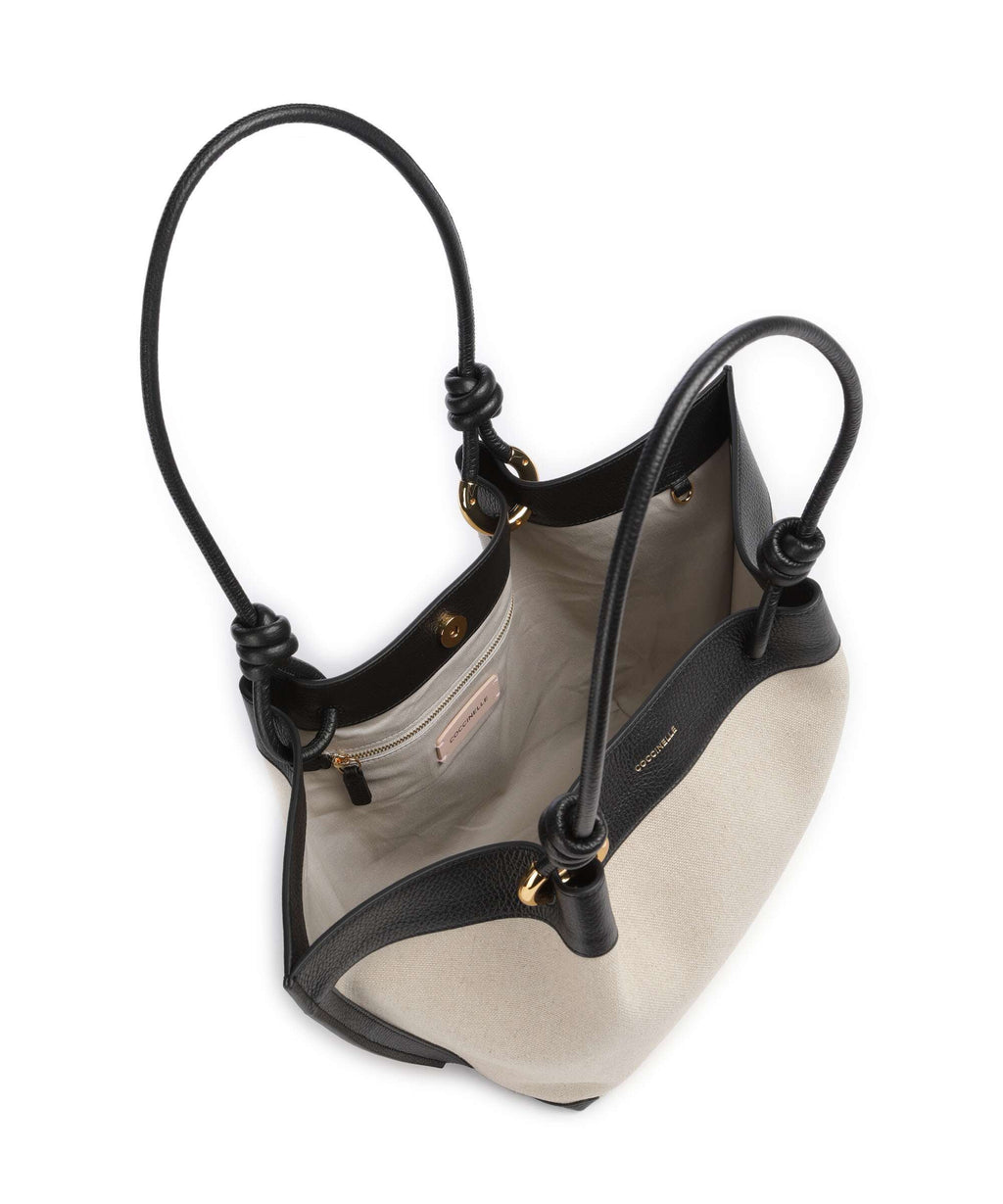 Coccinelle Finn Canvas Hobo bag natural/noir