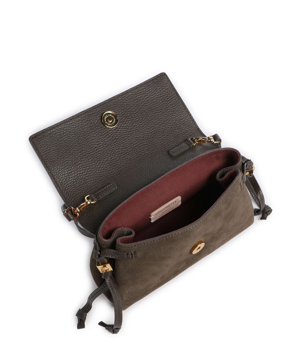 Coccinelle Thess Suede Crossbody bag fango