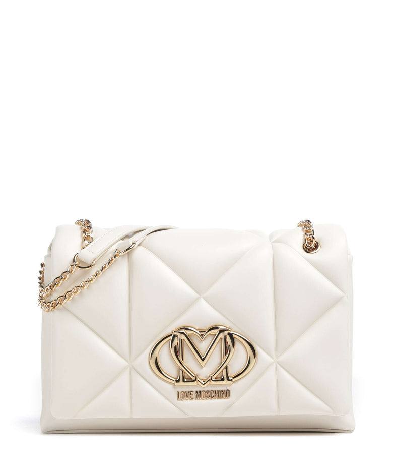 Love Moschino Embossed Q Shoulder bag ivory