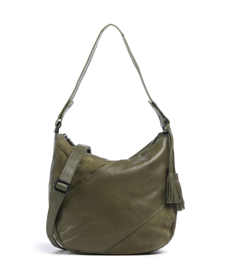 Spikes & Sparrow Suede Mix Natalia Hobo bag green