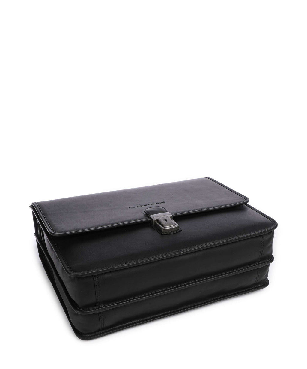 The Chesterfield Brand Wax Pull Up Cow Glenwood Briefcase black