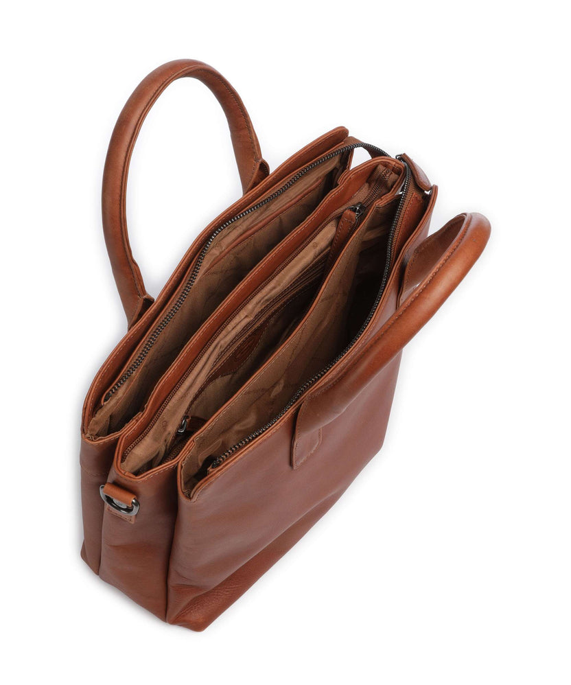 The Chesterfield Brand Wax Pull Up Cow Valmonte Handbag cognac