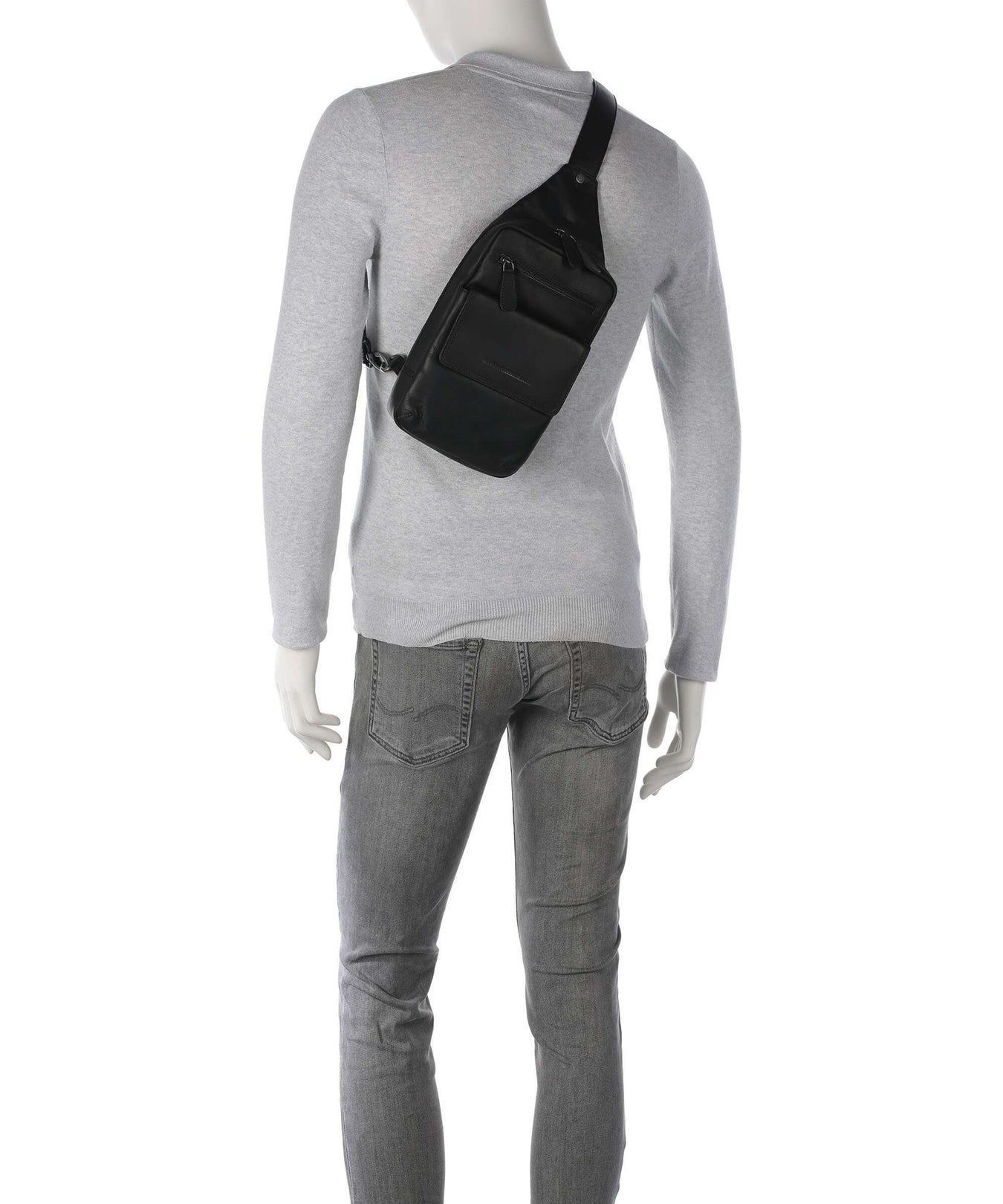 The Chesterfield Brand Wax Pull Up Cow Turelle Sling bag black