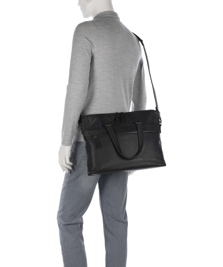 The Chesterfield Brand Wax Pull Up Cow Elvas Laptop bag black