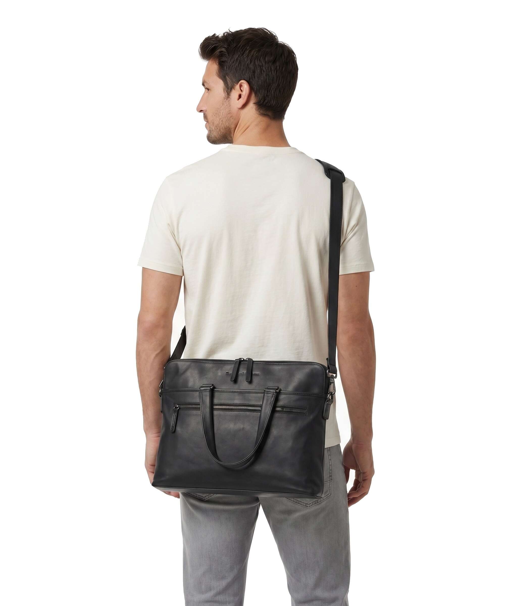 The Chesterfield Brand Wax Pull Up Cow Elvas Laptop bag black