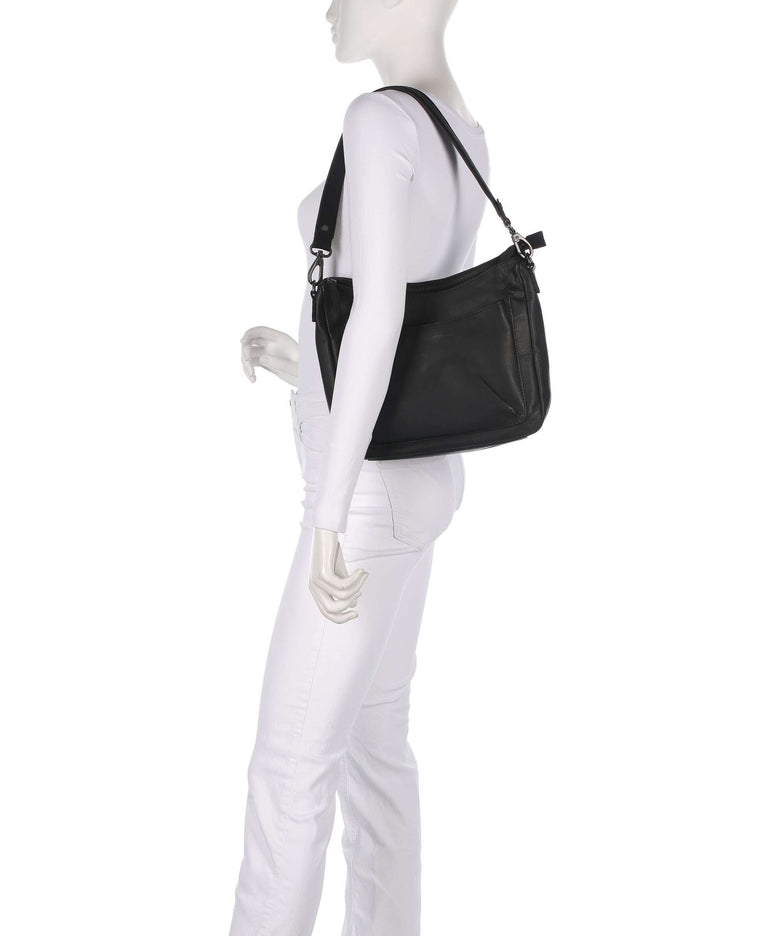 The Chesterfield Brand Wax Pull Up Cow Tivra Shoulder bag black