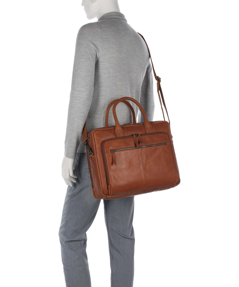 The Chesterfield Brand Wax Pull Up Cow Tacama Laptop bag cognac