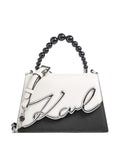 Karl Lagerfeld K/Signature 2.0 Small Pearls Handbag white/black